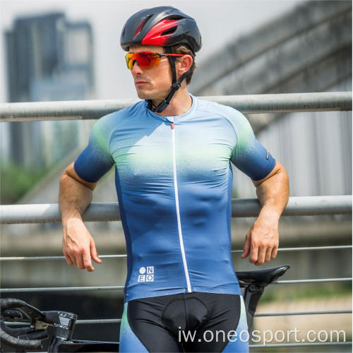 Oneo מתיחה גופיית שרוול קצר של רכיבה על אופניים ארוגים